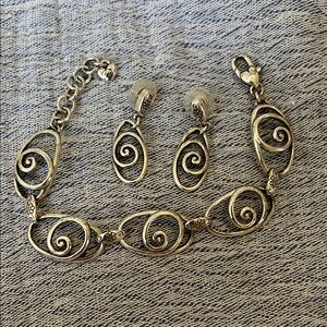 Brighton Elegant Silver Swirl Jewelry Set including bracelet and earrings